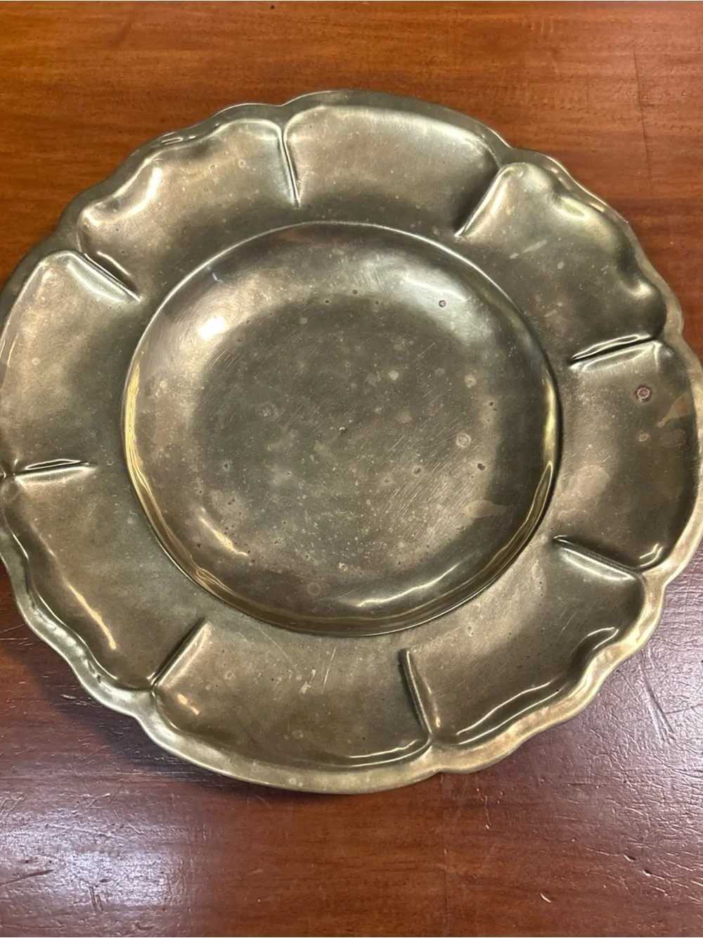 Vintage Brass Scalloped Edge 7.5” Dish Made In Mexico Pure Brass